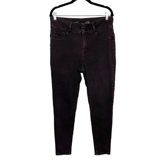 Seven7 Jeans Women 14 Black Denim Ankle Slim Fit Skinny Mid Rise Casual Stretch - Picture 1 of 9